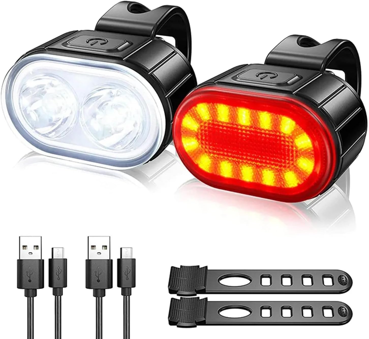 Bike Lights, Bicycle bike front rear Led Lights for bicycle bike front and back headlights Taillights, USB Rechargeable Waterproof Super Bright LED light for Bike Bicycle front and rear safety Lights
