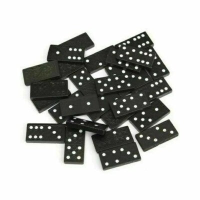 28Pc Traditional Dominoes Set Wooden Box Toy Classic Game Kids Black White Dots