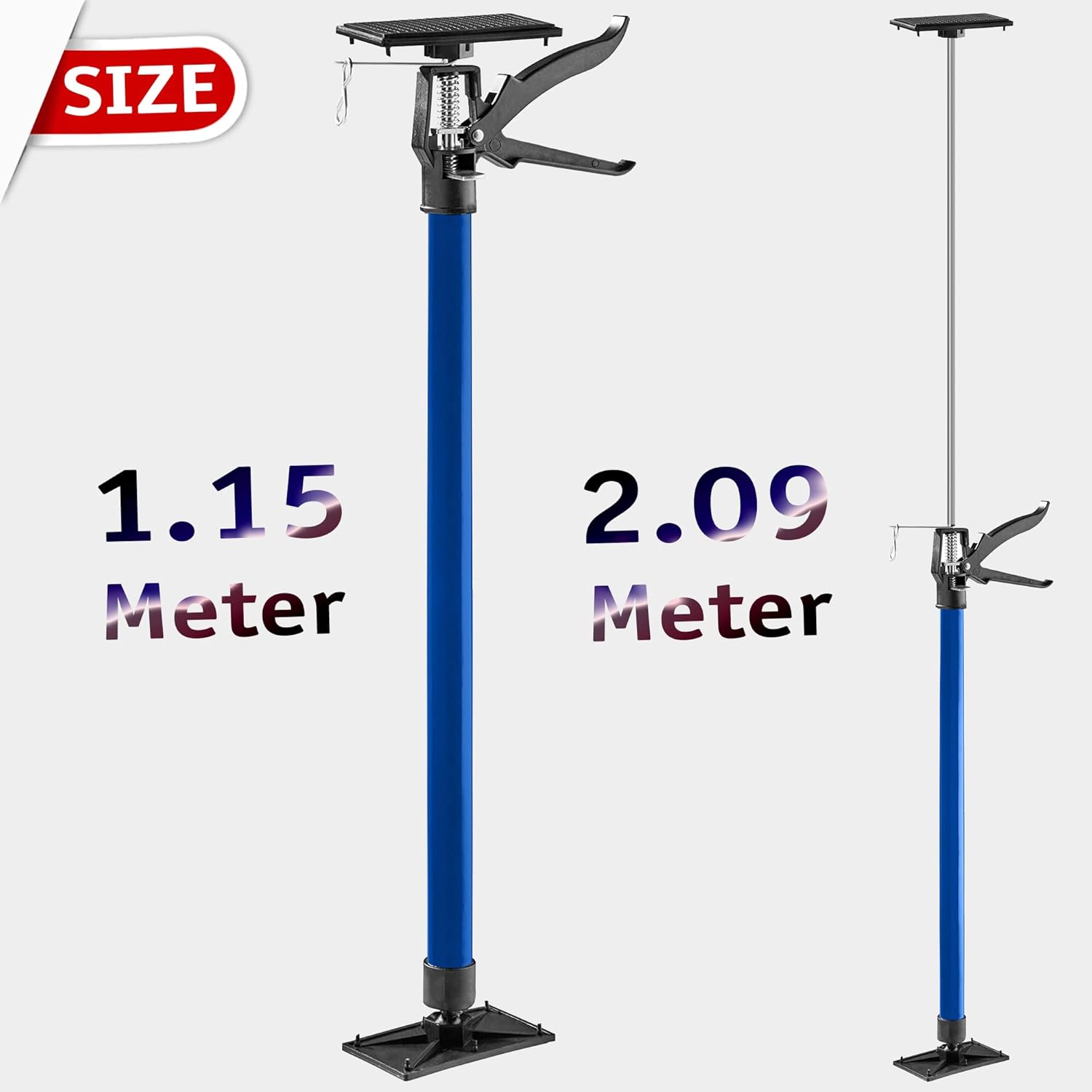 2Pcs Ceiling Drywall Plasterboard Acrow Easy Props Support, 115-290CM Extendable Telescopic Drywall Builders Props Pressure Plates, for Ceiling Plasterboard Support Door frame Tensioner Pole 40Kg Load