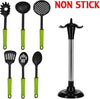 7PCS Nylon Kitchen Utensils Set – Non-Stick Heat Resistant Cooking Tools, Includes Slotted Spatula, Serving Spoon, Soup Ladle, Spatulas, Slotted Spoon, Spaghetti Server for Home & Kitchen Use