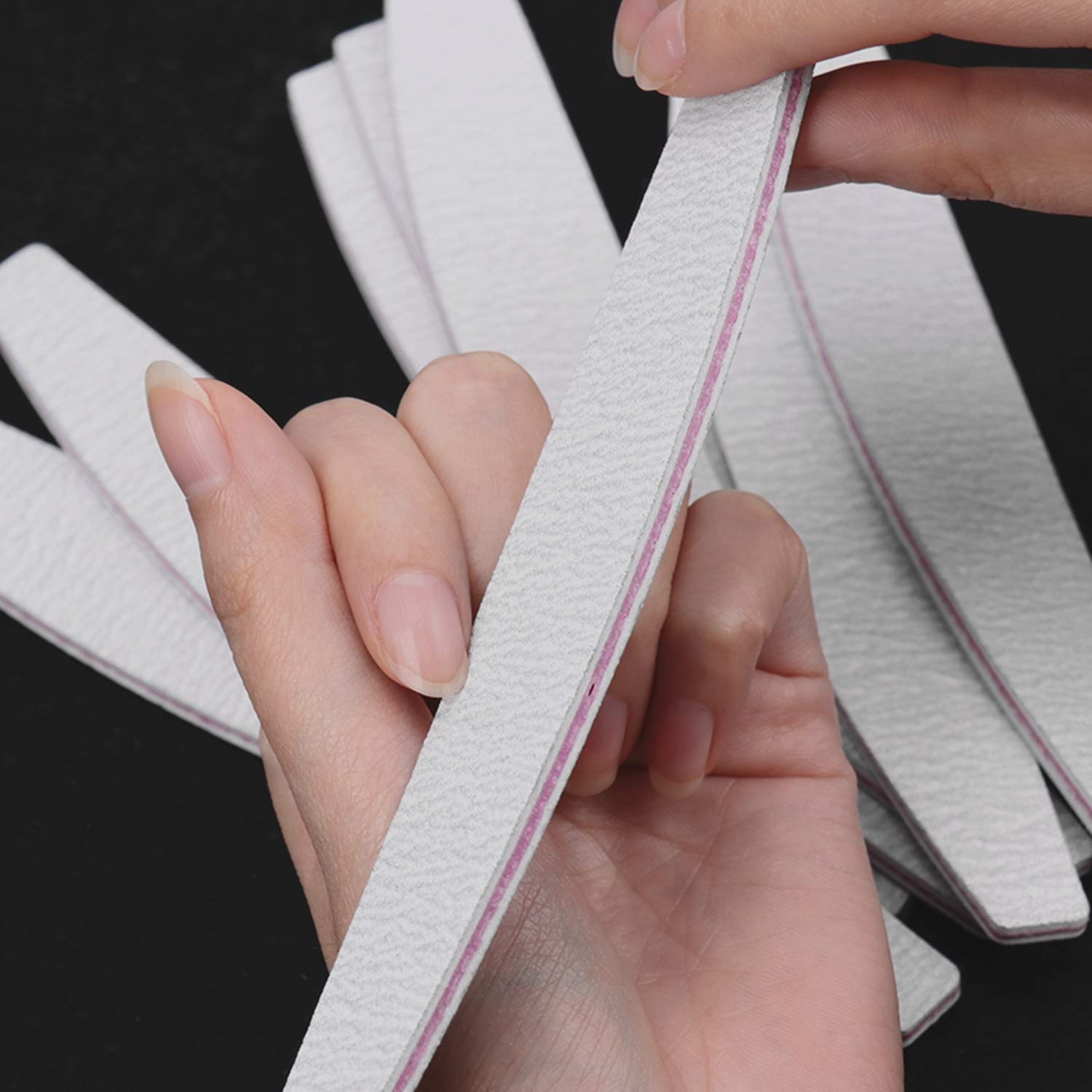 10PCS Professional Nail File Set - Curved Fingernail Files for Precise Nail Shaping - Double-Sided Emery Boards with 100/180 Grit - Ideal Manicure Tools for Home and Salon Use (Grey)