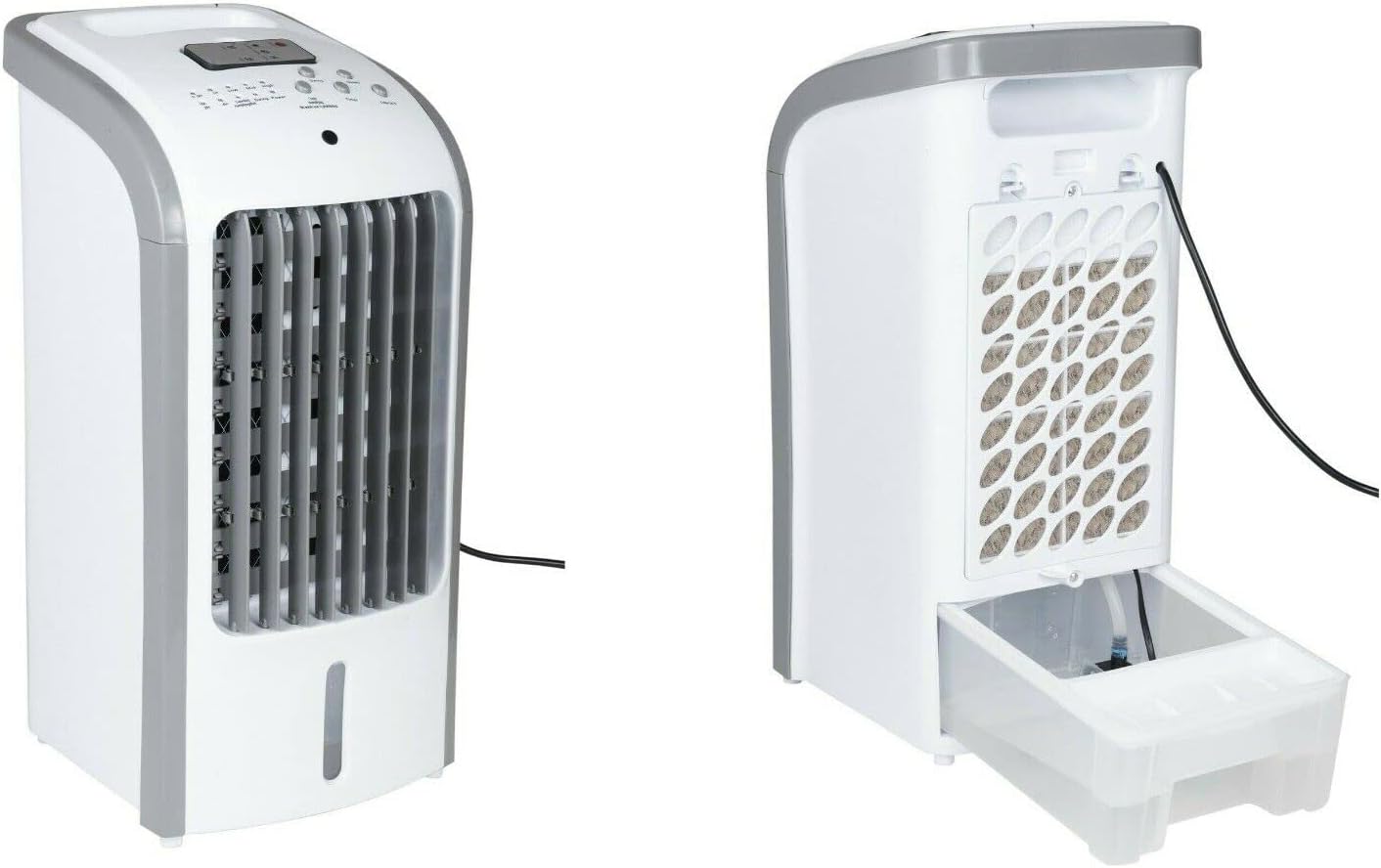 White Portable Air Cooler Unit System with 3 Power Settings, Remote Control & Wheels - Fan, Air Cooler & Humidifier in One - Stay Cool and Comfortable All Summer Long