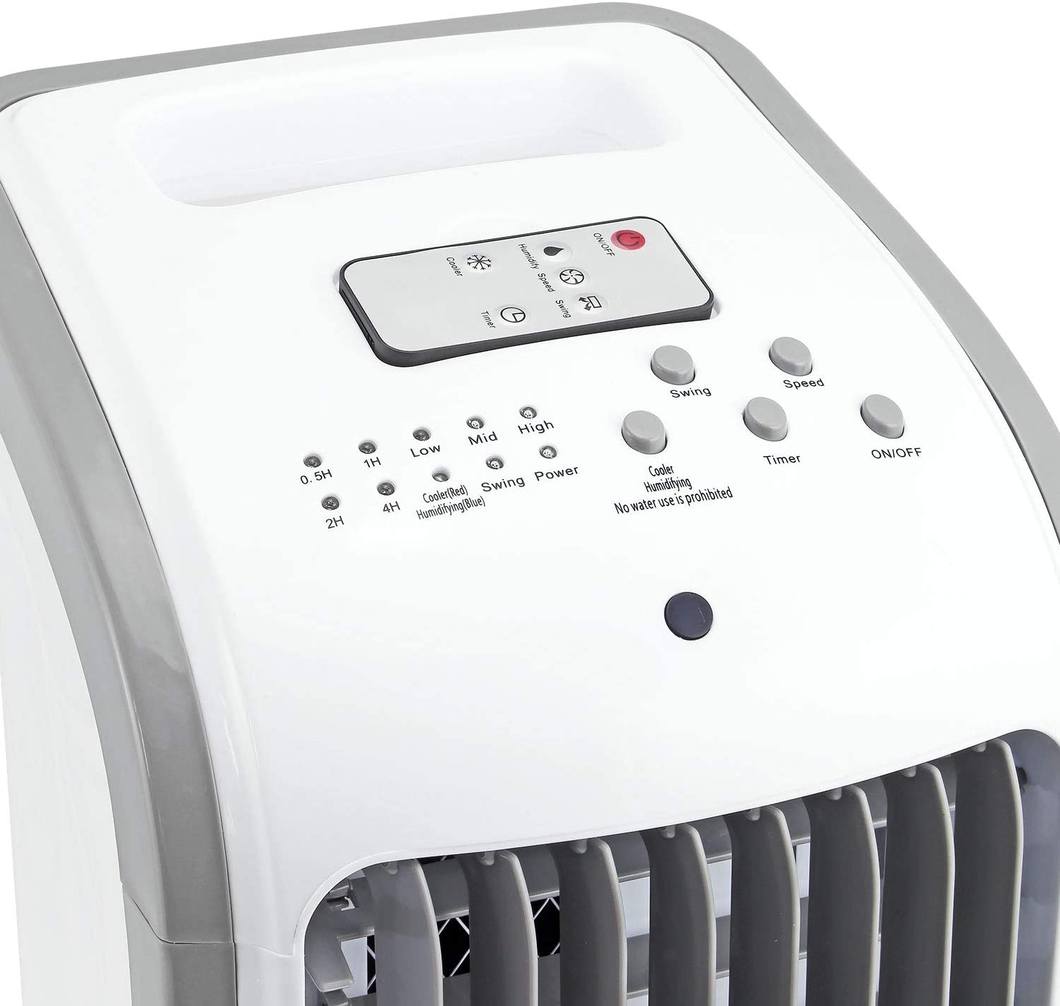 White Portable Air Cooler Unit System with 3 Power Settings, Remote Control & Wheels - Fan, Air Cooler & Humidifier in One - Stay Cool and Comfortable All Summer Long