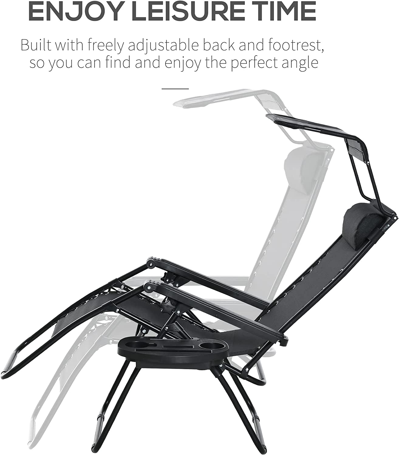 Zero Gravity Folding Sun Lounger with Reclining Seat, Cup Holder, and Canopy - Relax in Style and Comfort