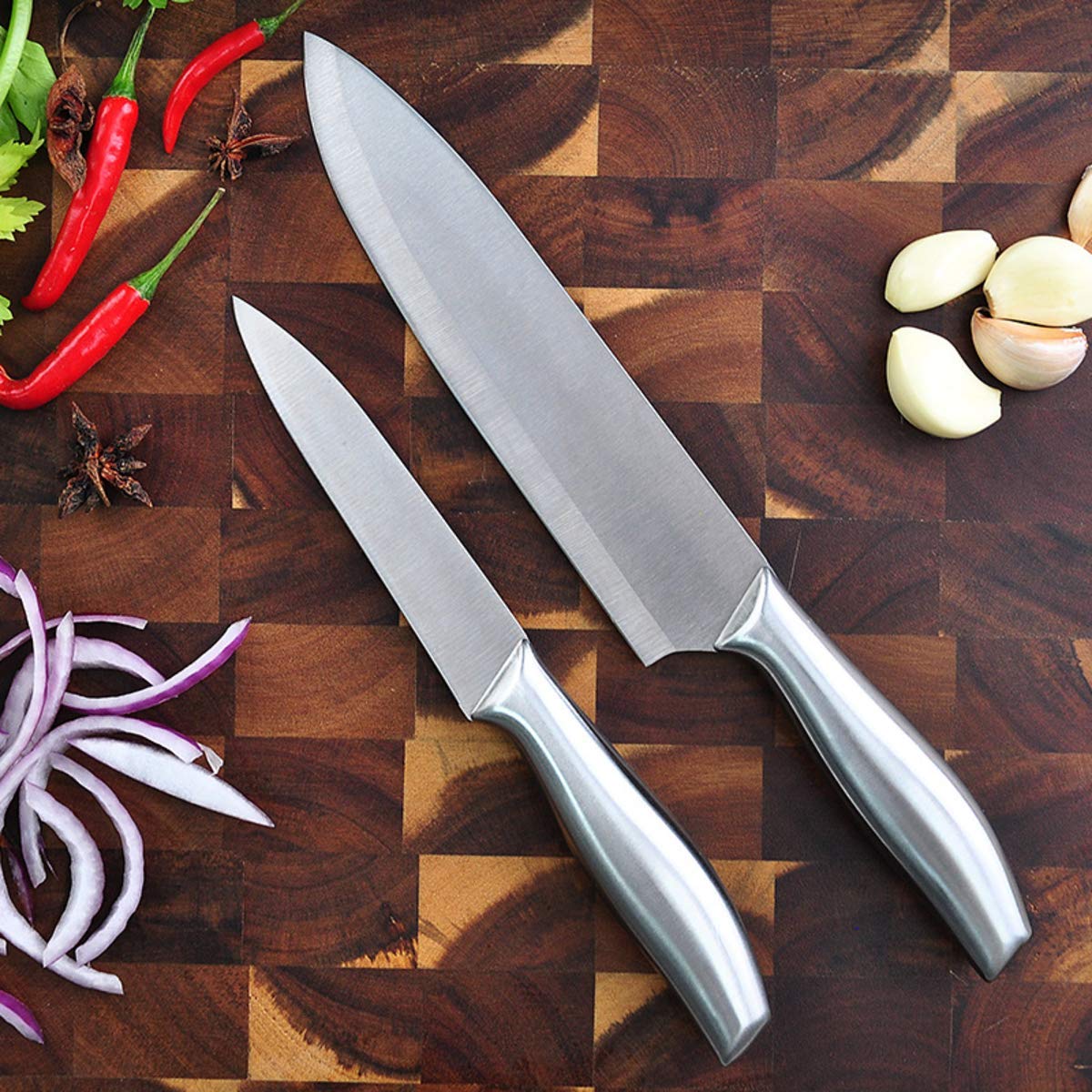 16-Piece Kitchen Knife Set with Wooden Block - BBQ Barbeque Chef Knife, Bread Knife, Sharpener, and More - Complete Knife Set for Versatile Cooking and Precise Cutting