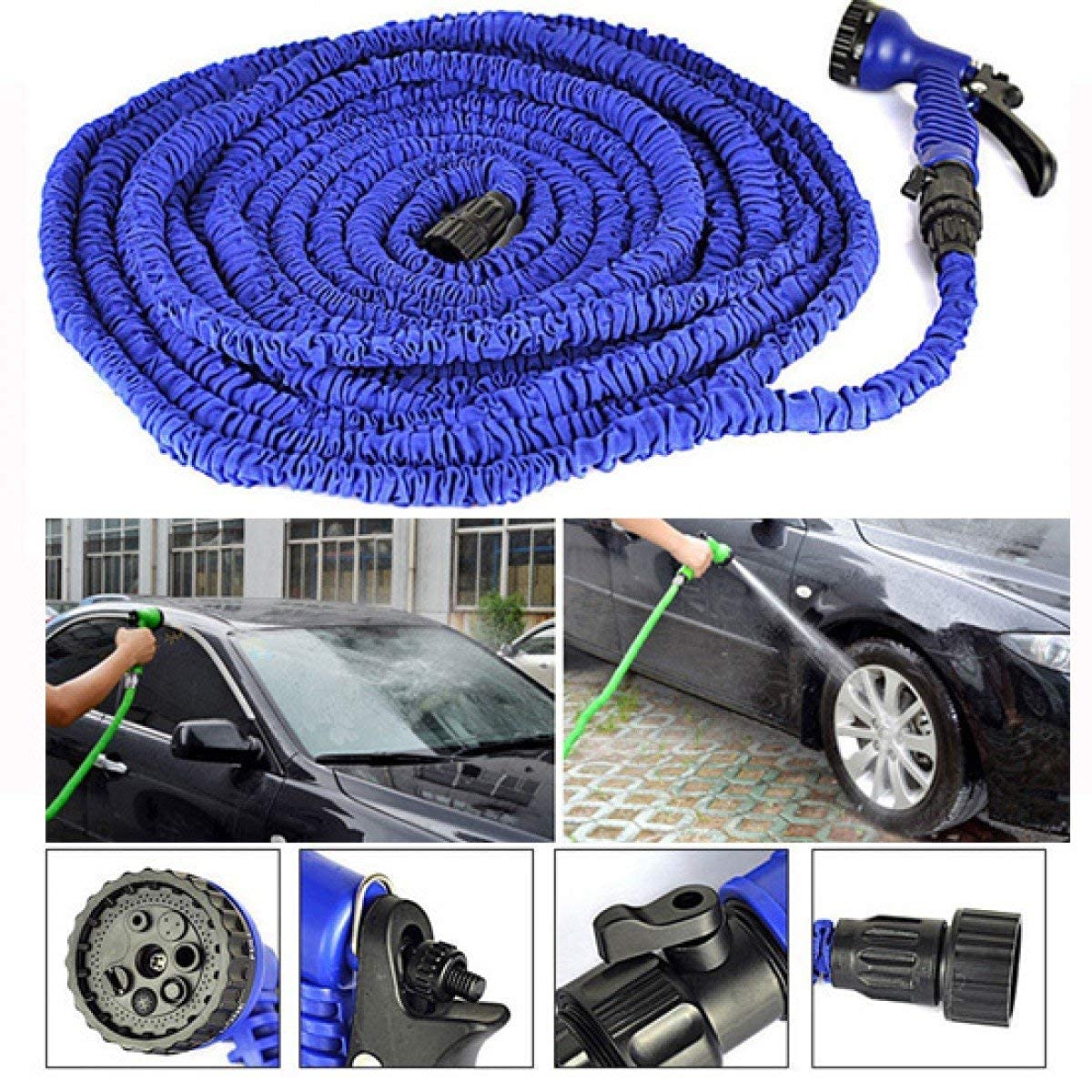 Expandable Magic Hose with Spray Gun - 50FT Flexibility & Stretchability - Perfect for Growing Gardens Includes Spray Gun