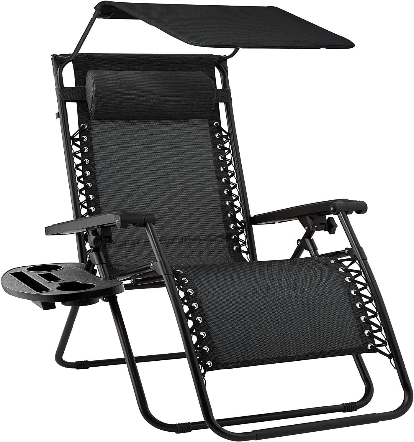 Zero Gravity Folding Sun Lounger with Reclining Seat, Cup Holder, and Canopy - Relax in Style and Comfort