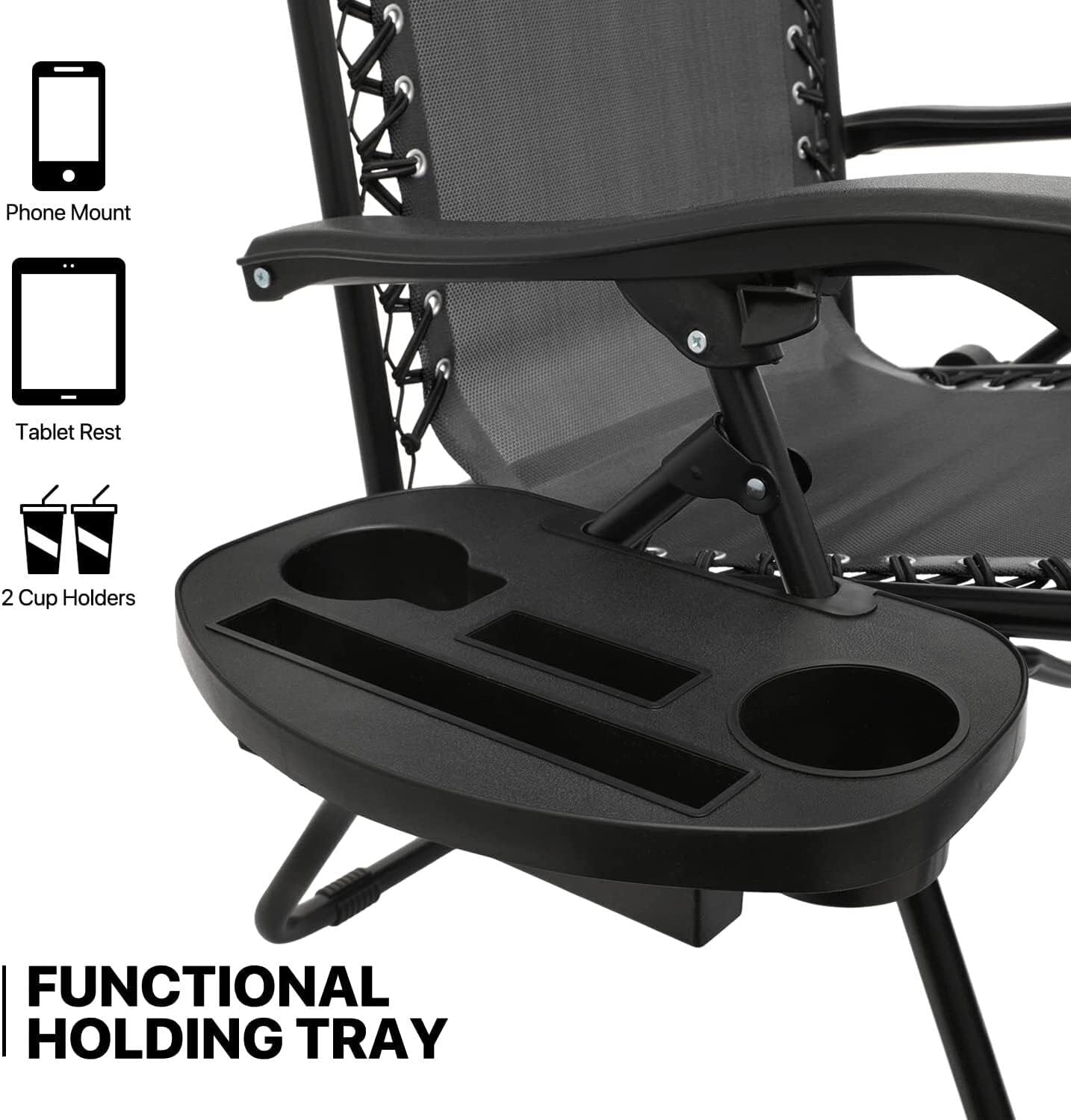 Zero Gravity Folding Sun Lounger with Reclining Seat, Cup Holder, and Canopy - Relax in Style and Comfort