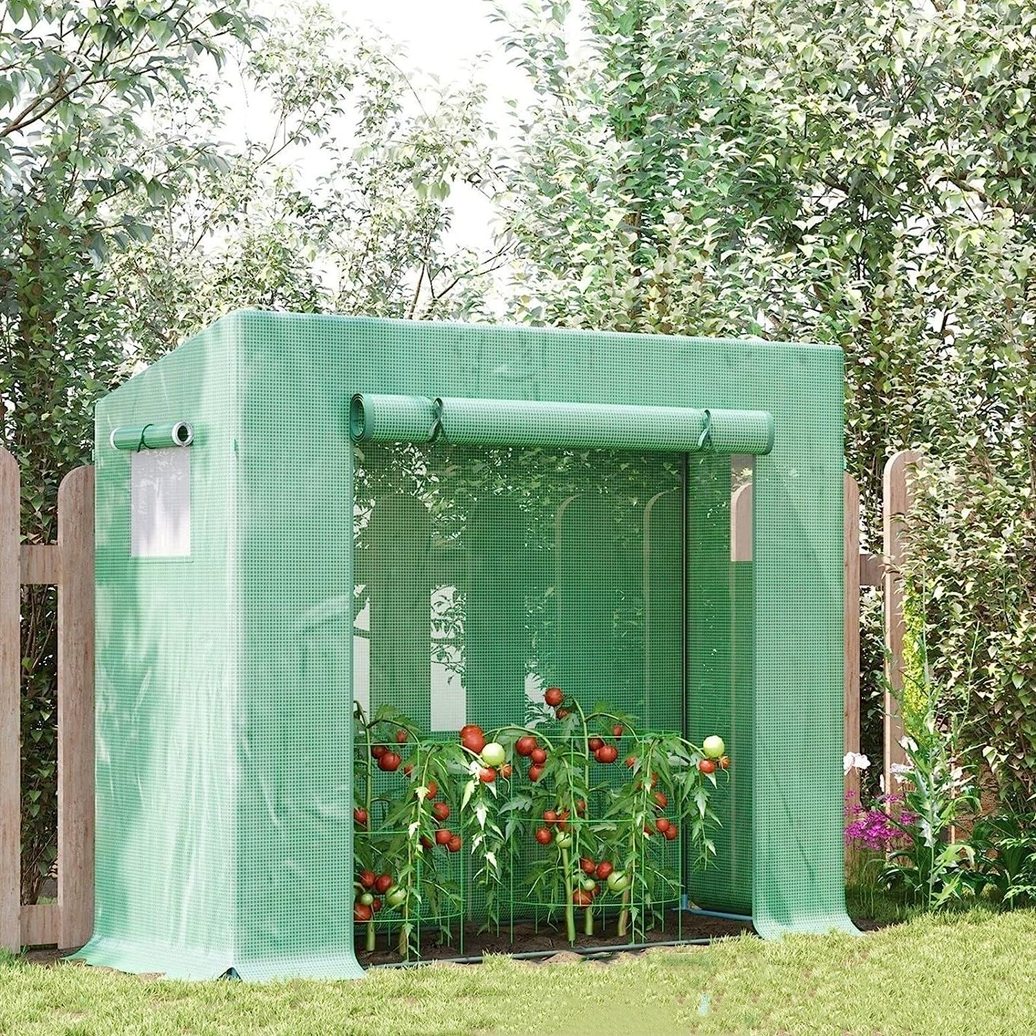 Premium Walk-in Outdoor Greenhouse - Spacious and Sturdy Greenhouse for Seedling, Flowers, and Plant Growing with Roll Up Door - Ideal Greenhouse for Garden Enthusiasts