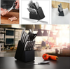16-Piece Kitchen Knife Set with Wooden Block - BBQ Barbeque Chef Knife, Bread Knife, Sharpener, and More - Complete Knife Set for Versatile Cooking and Precise Cutting