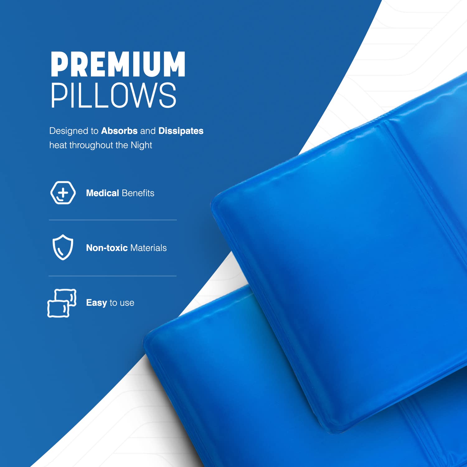 2-Pack Cooling Gel Pillow -, Multipurpose Folding Design, Relief for Sleep, Fevers, Migraines, Hot Flashes, Stress - Absorbs Heat, Enhances Sleep Quality