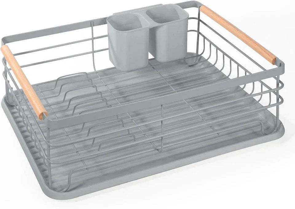 1 Tier Dish Drainer Rack Kitchen Sink Cutlery Holder Plate Rack with Drip Tray