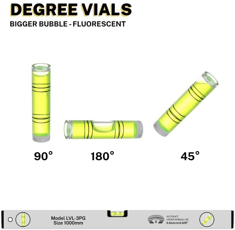 Premium 3pc Strong Aluminium Spirit Level Set - 400mm, 600mm, 1000mm - Accurate Level Tool for Construction, Woodworking, DIY, Bricklaying, Automotive, Landscaping - Silver
