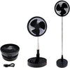 Folding Fan Portable Travel Fan Rechargeable Battery 10-Hour Life Super Quiet Cordless & Desk Extendable Floor and Table Fan