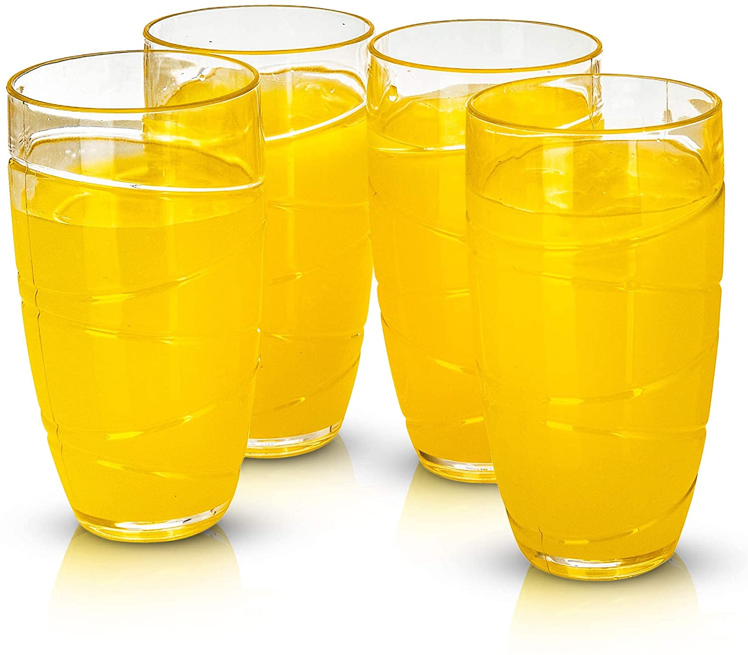 Deluxe Plastic Tumbler Glasses (Set of 4) - Reusable Clear Acrylic Drinking Glasses for Parties and Everyday Use