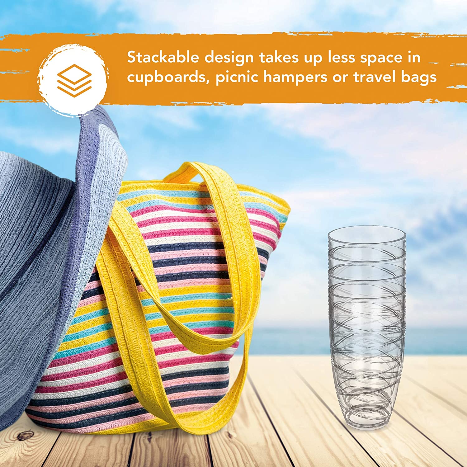 Deluxe Plastic Tumbler Glasses (Set of 4) - Reusable Clear Acrylic Drinking Glasses for Parties and Everyday Use