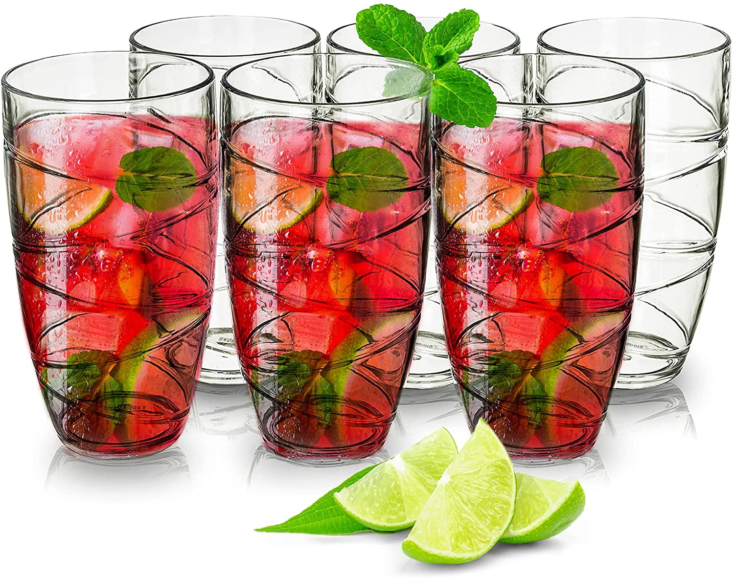 Deluxe Plastic Tumbler Glasses (Set of 4) - Reusable Clear Acrylic Drinking Glasses for Parties and Everyday Use